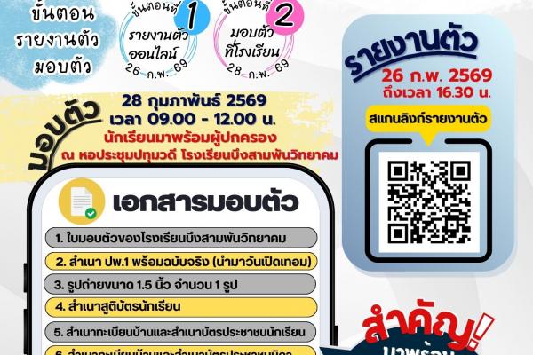 ประกาศผลการสอบคัดเลือกเข้าศึกษาต่อชั้น ม. 1 ประเภทห้องเรียนพิเศษ ปีการศึกษา 2569